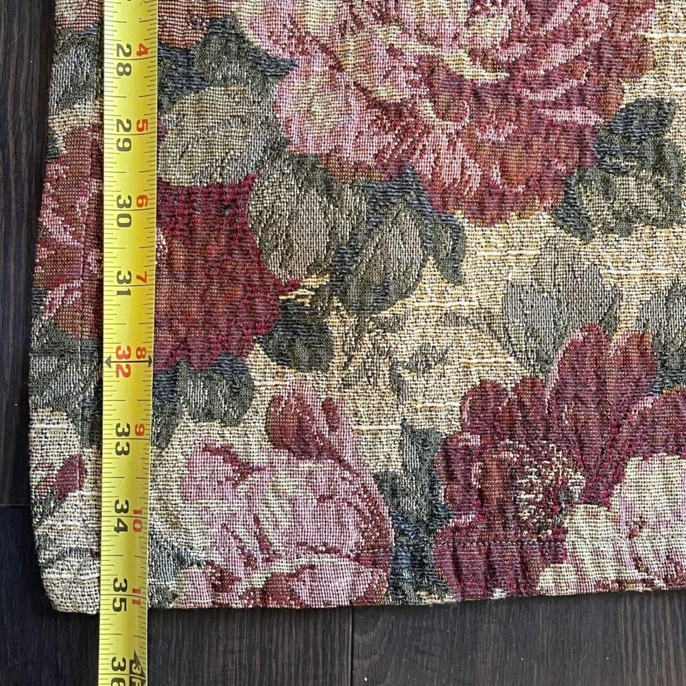 Tapestry Tablecloth Floral‎ Roses Burgundy Cream Beige Textured Square